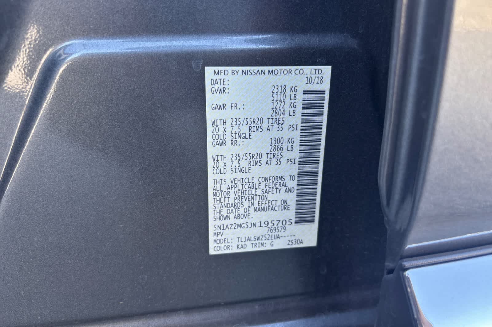 Used 2018 Nissan Murano Platinum w/ Cargo Package FWD image 29