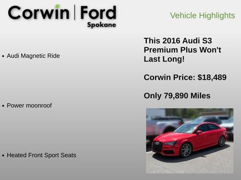 Used 2016 Audi S3 Premium Plus w/ Technology Package AWD/4WD image 12