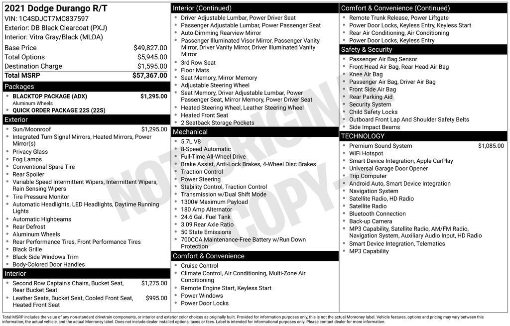 Used 2021 Dodge Durango R/T w/ Blacktop Package AWD/4WD image 32