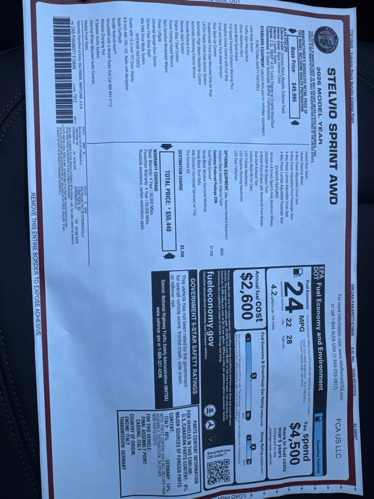 New 2026 Alfa Romeo Stelvio Sprint AWD/4WD image 25