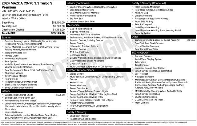 Certified 2024 MAZDA CX-90 3.3 Turbo S w/ Premium Package AWD/4WD image 36