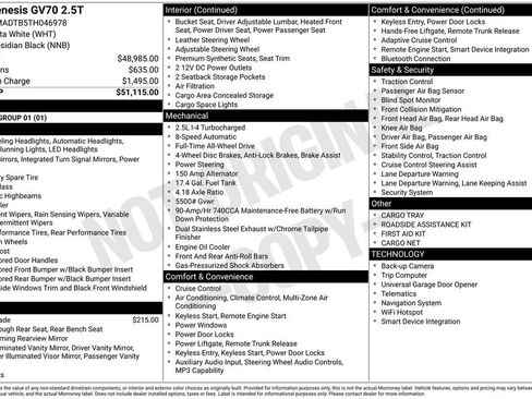 Certified 2026 Genesis GV70 2.5T AWD/4WD image 16