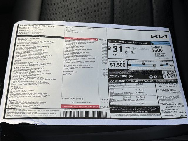 New 2027 Kia Telluride SX Prestige w/ Towing Package AWD/4WD image 17