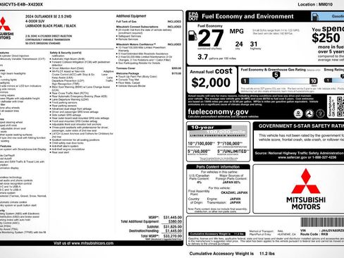 Used 2024 Mitsubishi Outlander SE FWD image 2