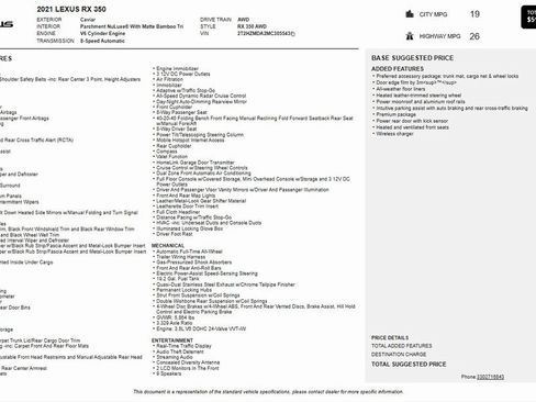Used 2021 Lexus RX 350 AWD w/ Premium Package image 4