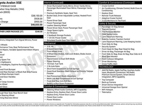Used 2019 Toyota Avalon XSE w/ All Weather Liner Package FWD image 13