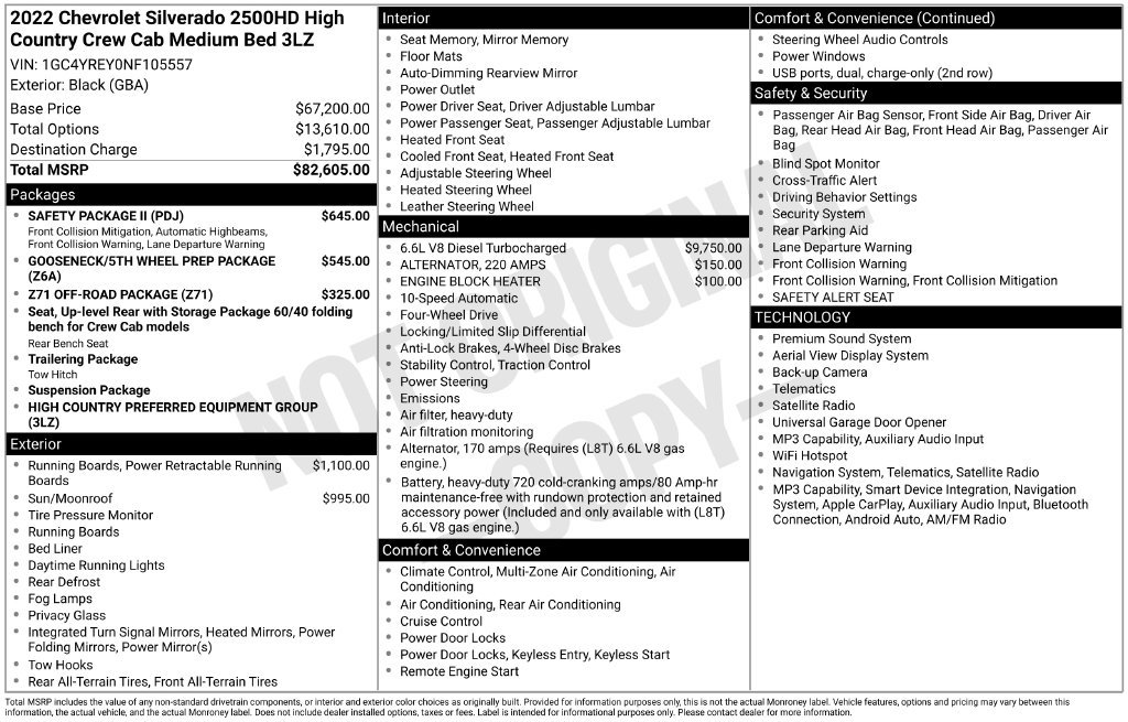 Used 2022 Chevrolet Silverado 2500 High Country w/ Safety Package II AWD/4WD image 36