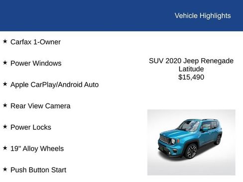 Used 2020 Jeep Renegade Latitude w/ Popular Equipment Group FWD image 2