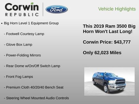 Used 2019 RAM 3500 Big Horn image 12