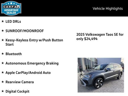 Certified 2025 Volkswagen Taos SE image 4
