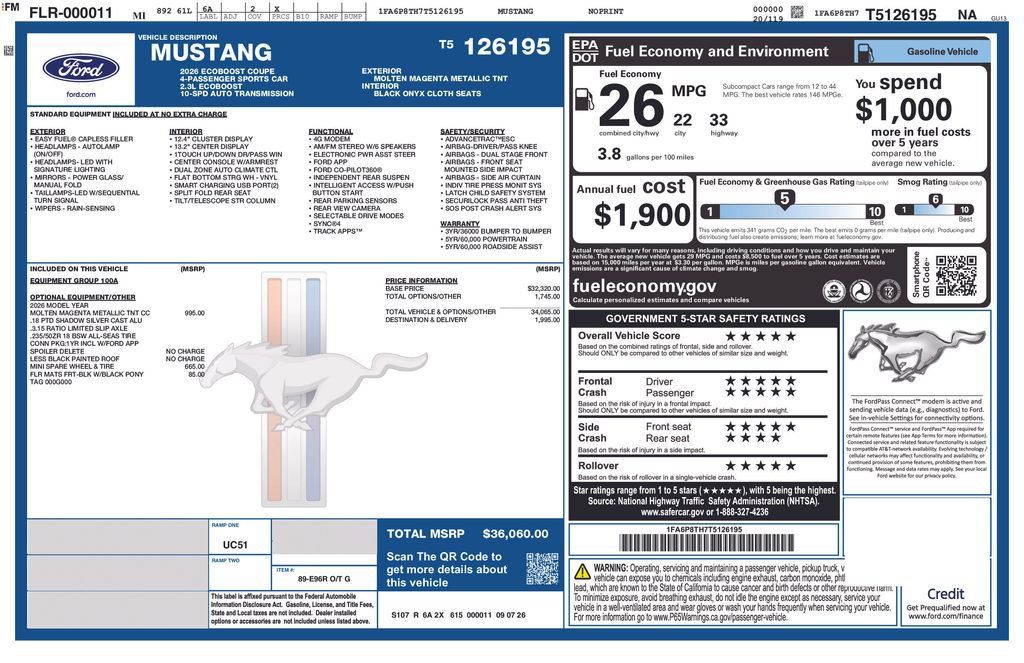 Used 2026 Ford Mustang Coupe RWD image 1