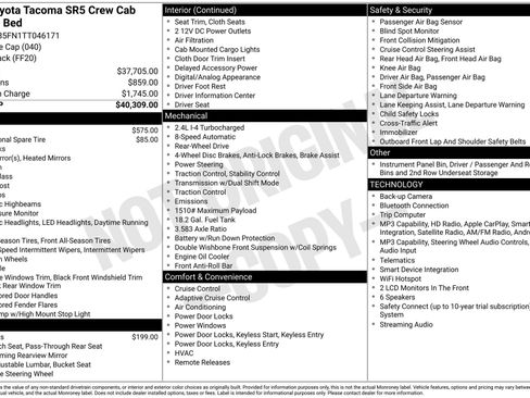 New 2026 Toyota Tacoma SR5 RWD image 16