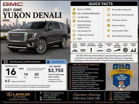 Used 2021 GMC Yukon Denali w/ Denali Ultimate Package AWD/4WD image 2