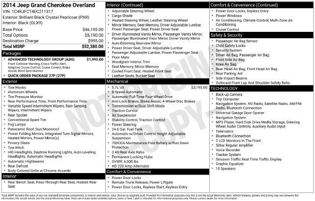Used 2014 Jeep Grand Cherokee Overland w/ Advanced Technology Group AWD/4WD image 7