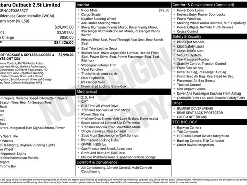 Used 2015 Subaru Outback 2.5i Limited image 4