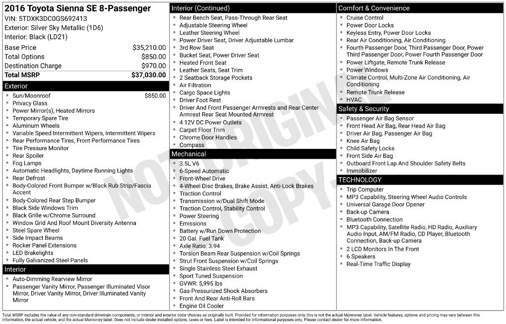 Used 2016 Toyota Sienna SE FWD image 10