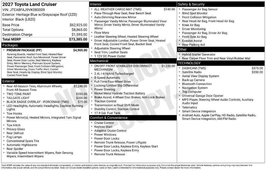 New 2027 Toyota Land Cruiser w/ Premium Package AWD/4WD image 27