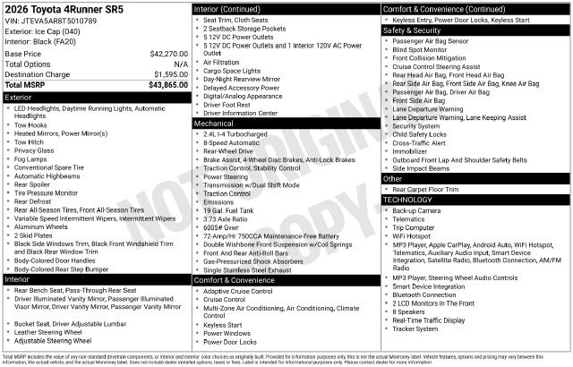 Used 2026 Toyota 4Runner SR5 RWD image 7
