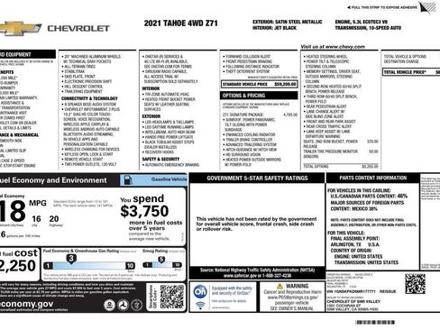 Used 2021 Chevrolet Tahoe Z71 w/ Z71 Signature Package image 11