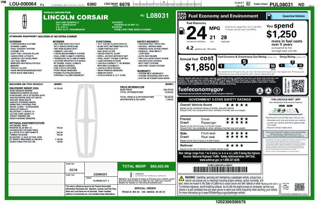 Used 2023 Lincoln Corsair Reserve w/ Equipment Group 202A AWD/4WD image 6