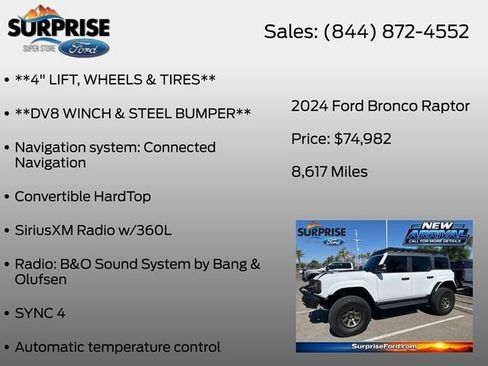 Certified 2024 Ford Bronco Raptor AWD/4WD image 13