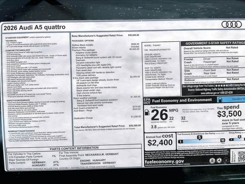 New 2026 Audi A5 2.0T Premium Plus AWD/4WD image 19