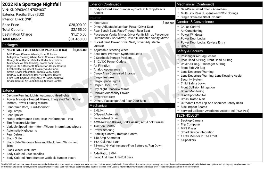 Used 2022 Kia Sportage Nightfall Edition w/ Nightfall Fwd Premium Package image 8
