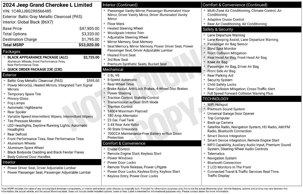 Used 2024 Jeep Grand Cherokee L Limited w/ Black Appearance Package RWD image 6