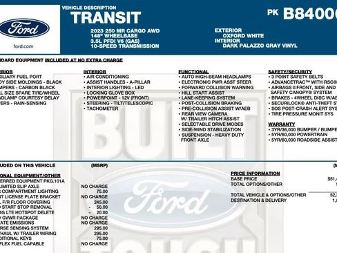 Used 2023 Ford Transit 250 Medium Roof AWD image 2