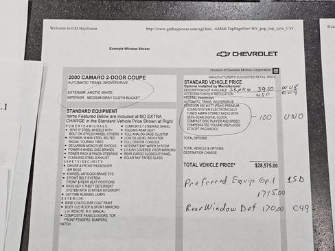 Used 2000 Chevrolet Camaro Z28 w/ SS Performance/Appearance Pkg image 65