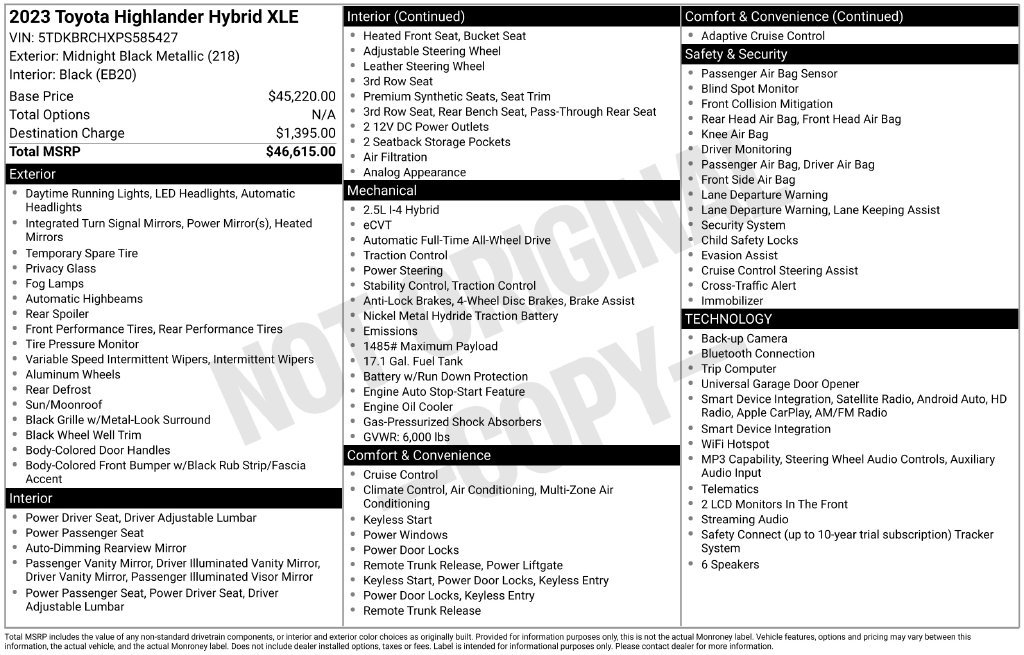 Used 2023 Toyota Highlander XLE AWD/4WD image 2