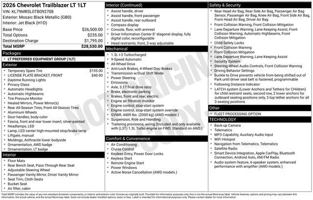 Used 2026 Chevrolet TrailBlazer LT AWD/4WD image 5