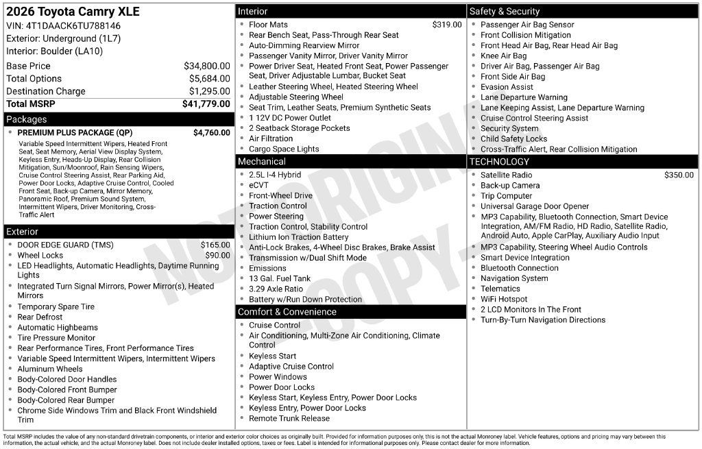 New 2026 Toyota Camry XLE w/ Premium Plus Package FWD image 25