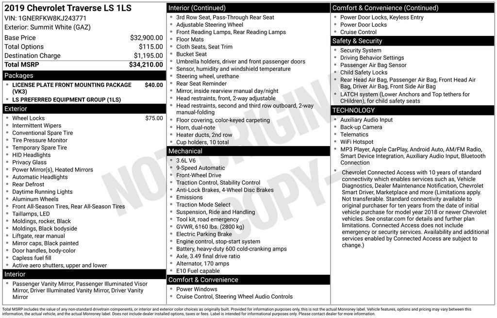 Certified 2019 Chevrolet Traverse LS FWD image 11