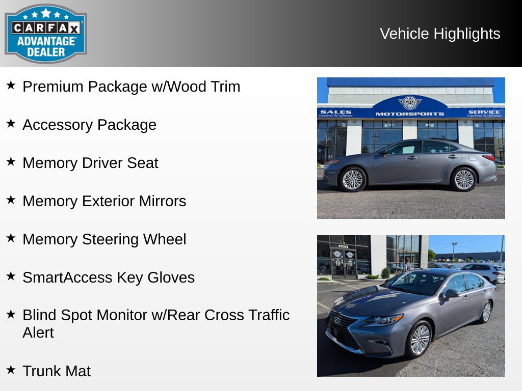 Used 2016 Lexus ES 350 w/ Premium Package w/Wood Trim FWD image 4