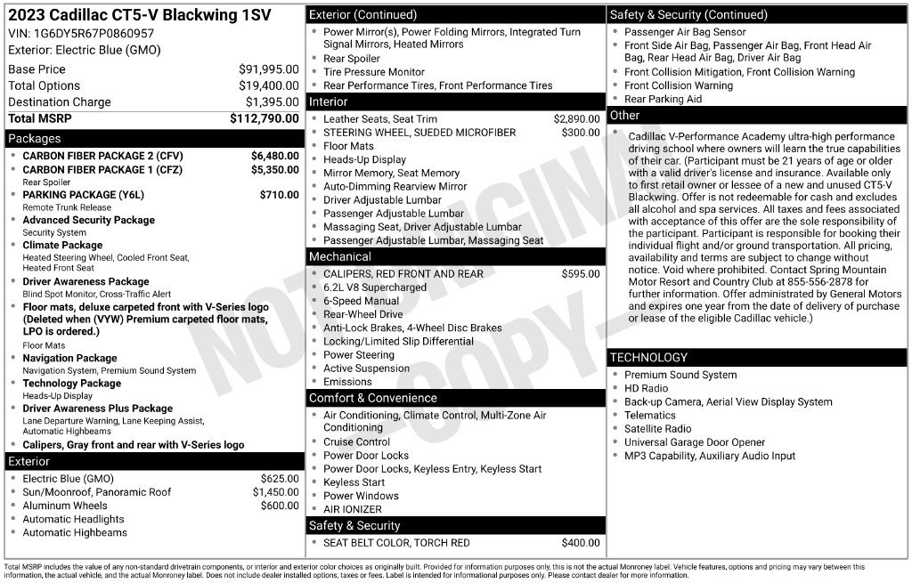 Used 2023 Cadillac CT5 V Blackwing w/ Carbon Fiber Package 2 RWD image 28