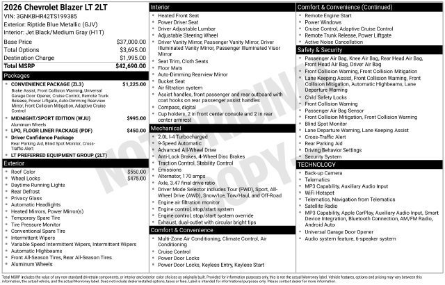 New 2026 Chevrolet Blazer LT w/ Convenience Package AWD/4WD image 2
