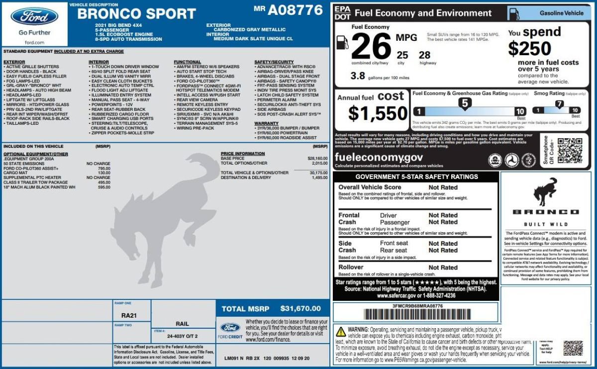 Used 2021 Ford Bronco Sport Big Bend AWD/4WD image 14