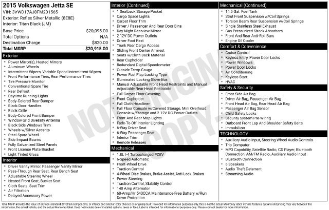 Used 2015 Volkswagen Jetta SE FWD image 5