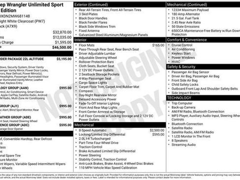 Used 2021 Jeep Wrangler Unlimited Sport AWD/4WD image 2