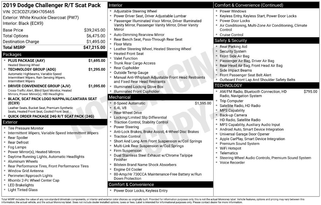 Certified 2019 Dodge Challenger R/T Scat Pack w/ Plus Package RWD image 43