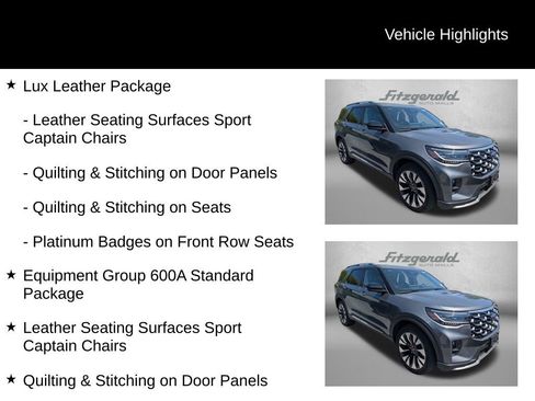 Used 2025 Ford Explorer Platinum w/ LUX Leather Package AWD/4WD image 3