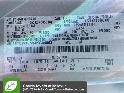 Used 2018 Ford F150 XLT w/ Equipment Group 302A Luxury image 30