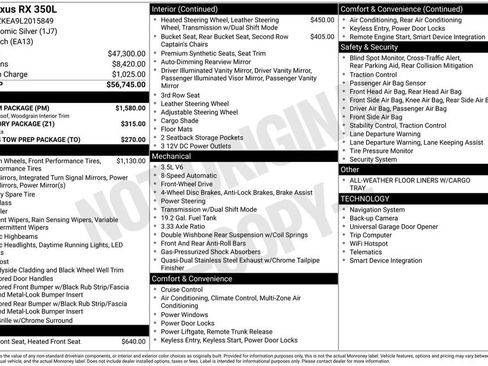 Used 2020 Lexus RX 350L FWD w/ Premium Package image 2