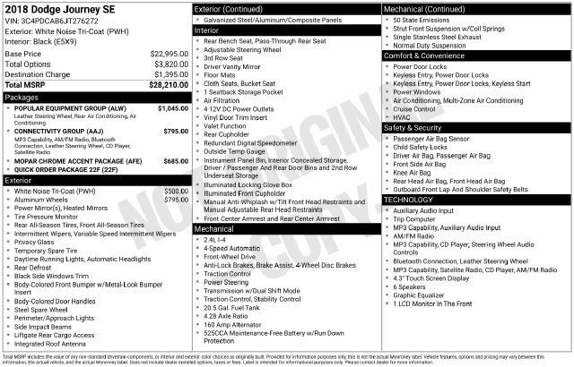Used 2018 Dodge Journey SE w/ Popular Equipment Group FWD image 7