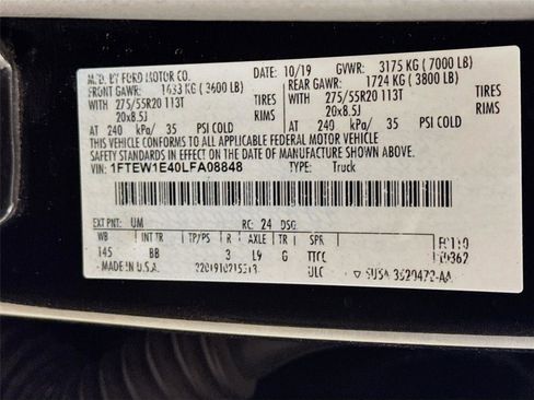 Used 2020 Ford F150 Platinum w/ Technology Package image 33