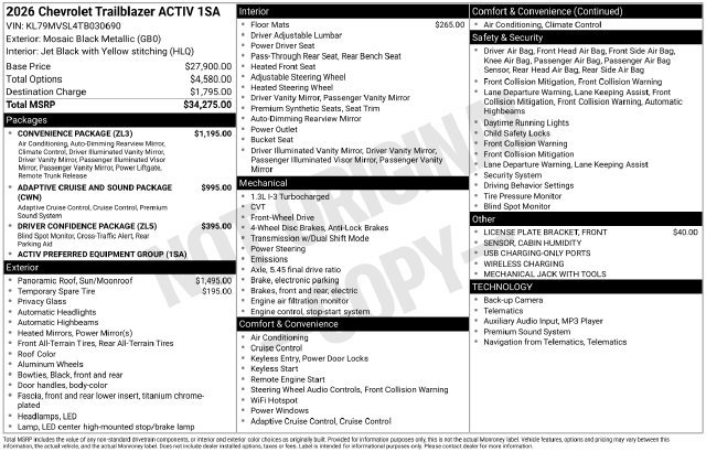 New 2026 Chevrolet TrailBlazer ACTIV w/ Convenience Package FWD image 13