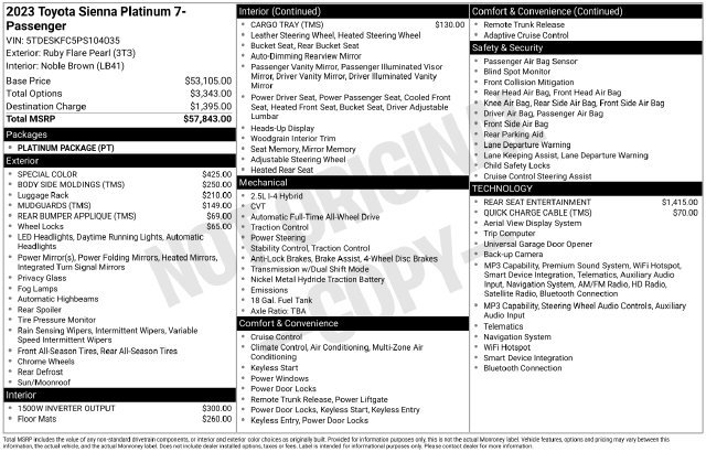 Certified 2023 Toyota Sienna Platinum AWD/4WD image 37