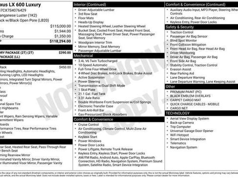 Used 2025 Lexus LX 600 4WD w/ Accessory Package (2T) image 31