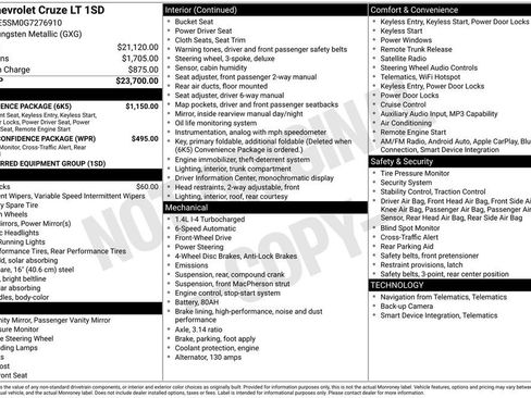 Used 2016 Chevrolet Cruze LT w/ Convenience Package FWD image 15